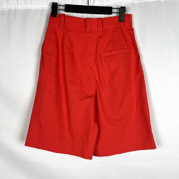 COS Women sz 2 Trouser Bermuda Pleated Shorts Linen Blend Red/Orange Old Money - Picture 3 of 9